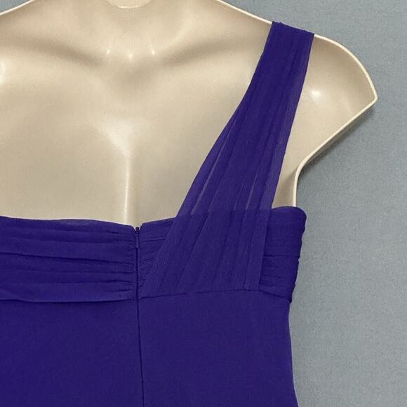 Davids Bridal Womens Dress 12 Regency Purple‎ Crinkle Chiffon One Shoulder Party - Picture 5 of 16